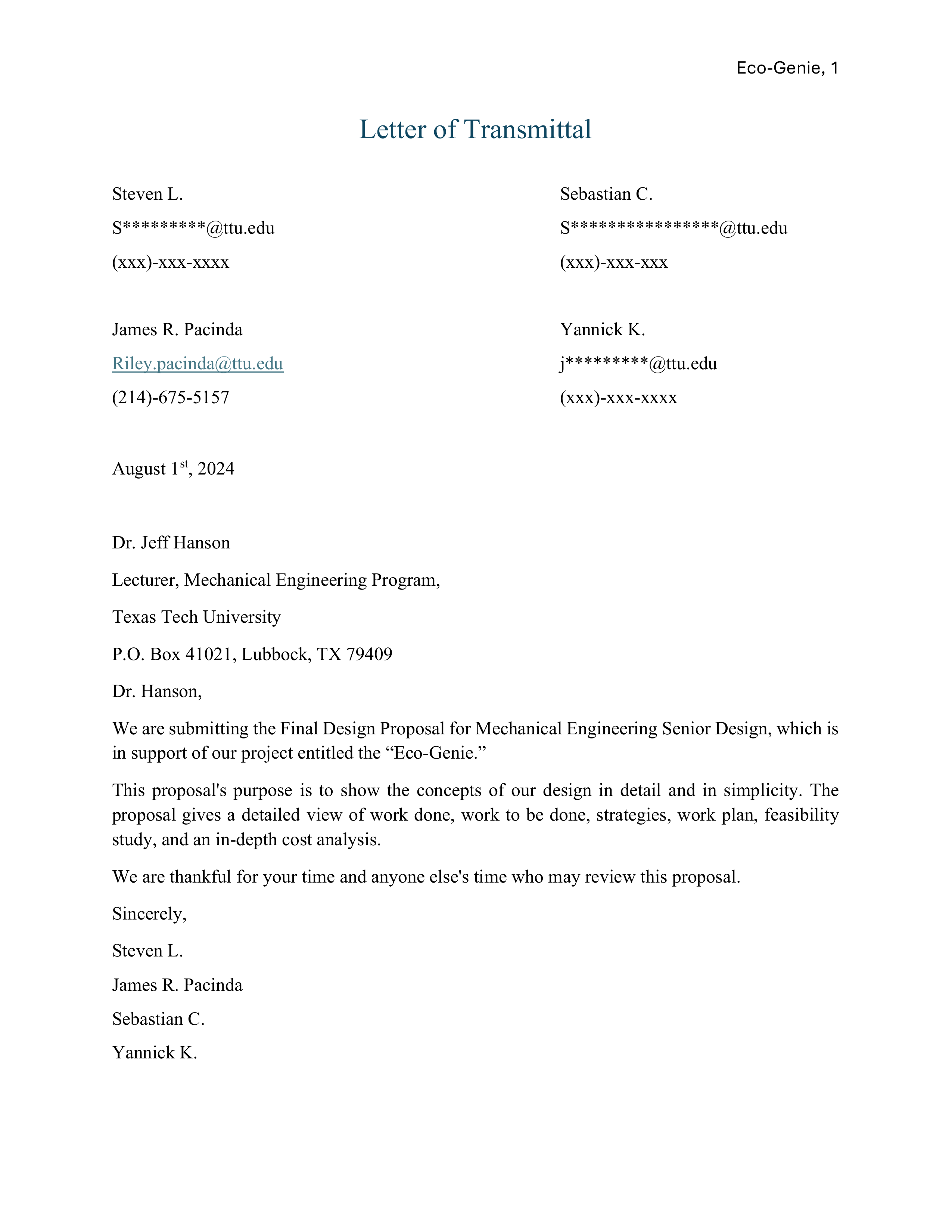Eco-Genie Proposal page 2