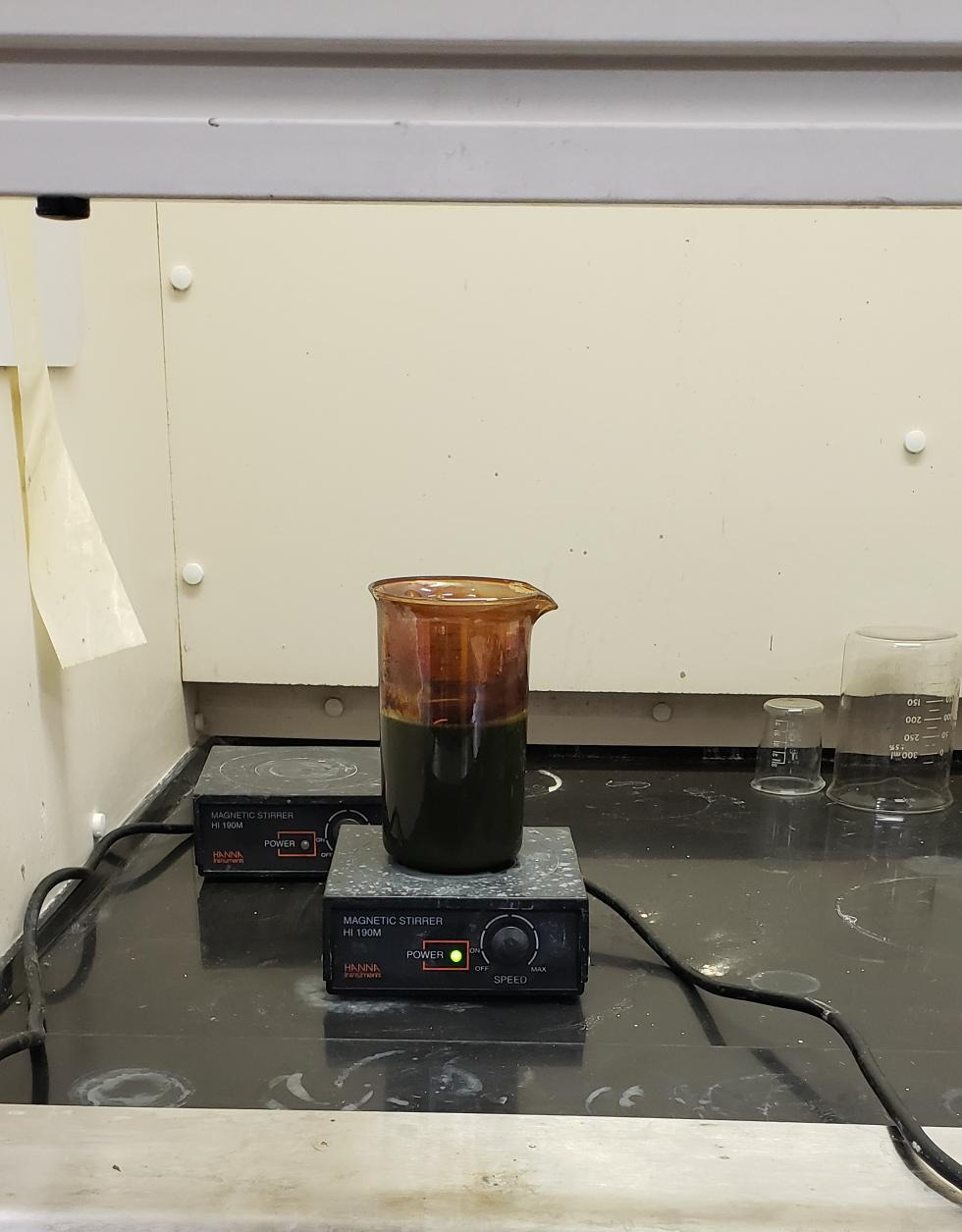 Beaker under stirring during GO dispersion prep